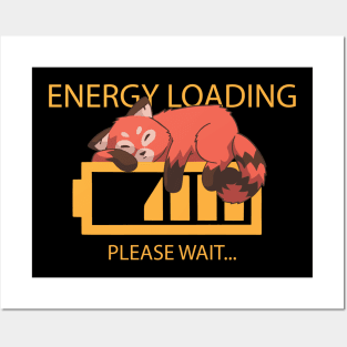 Energy Loading Funny Red Panda Posters and Art